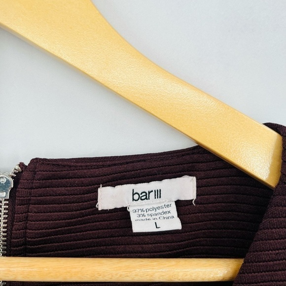 E033 Bar III Ribbed Envelope Hem Mini Dress in Dark Prune - Picture 4 of 6